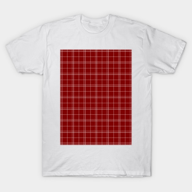 Dark Christmas Candy Apple Red Plaid Check with White T-Shirt by podartist